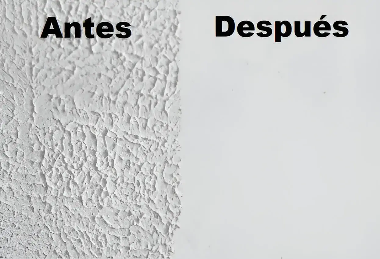 Antes y después de quitar gotelé en pared, trabajo de Los Pintores Valladolid